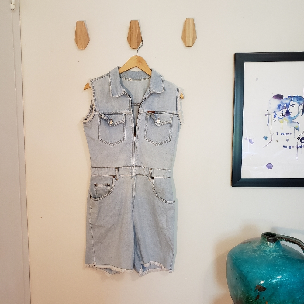 Collared Denim Jumpsuit